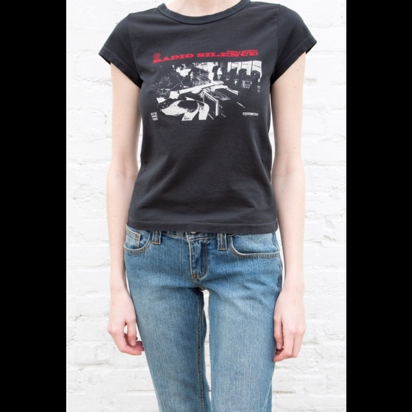 Brandy Melville Tops Brandy Melville Black Hailie Radio Silence Top